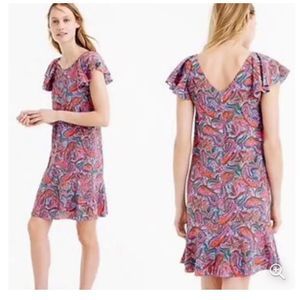 j.crew paisley flutter sleeve dress
